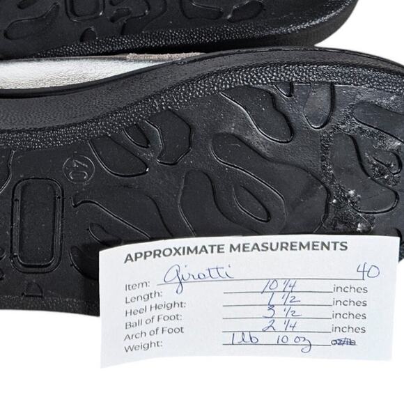 Girotti Loafers EU 40 Silver Metallic Leather Italian Platform Slip On Shoes - Picture 9 of 9